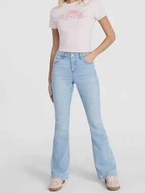 Light Blue High-Rise Flare Jeans — Women